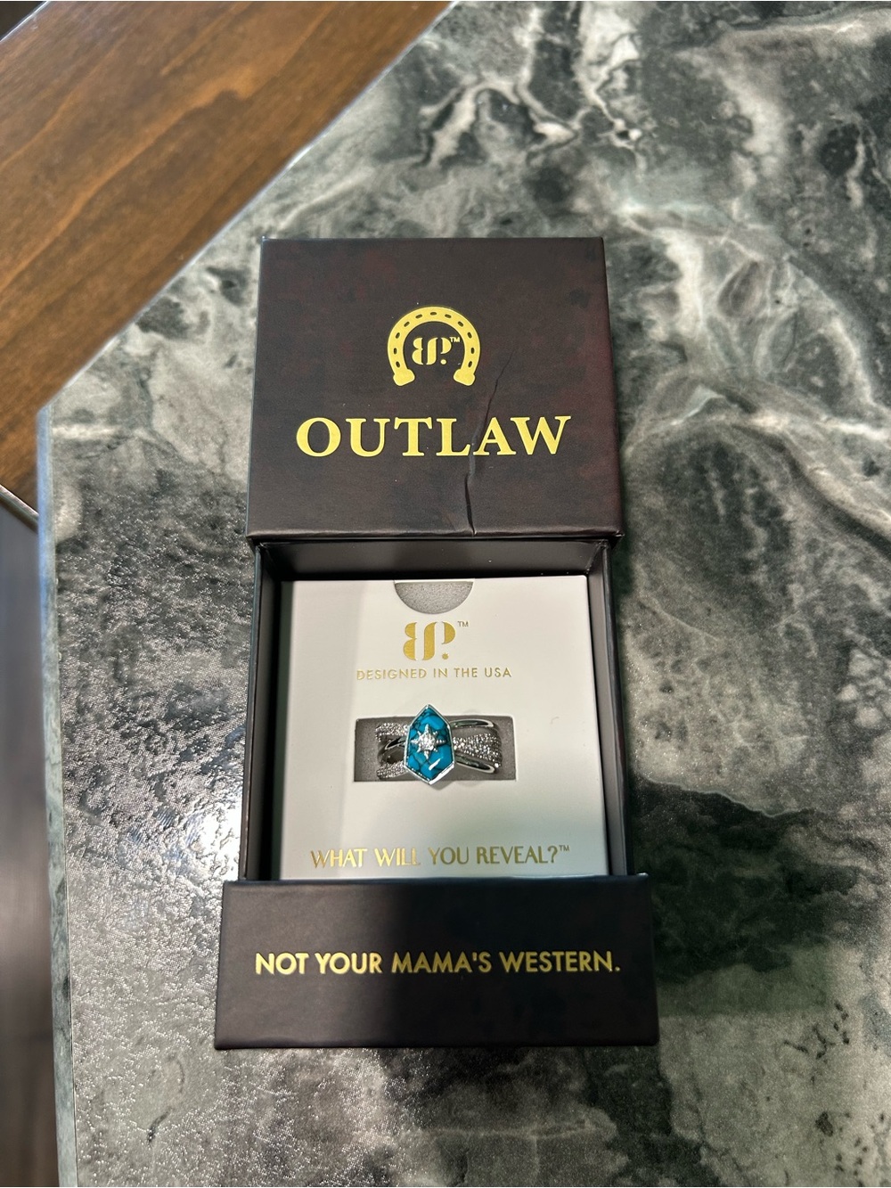 Outlaw Women’s Silver Ring with Turquoise Blue Stone